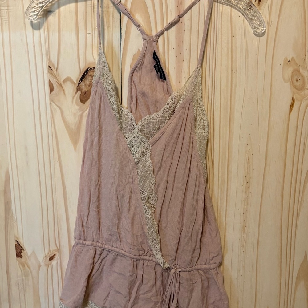 American Eagle Outfitters Pink Lace Trim Tank Top